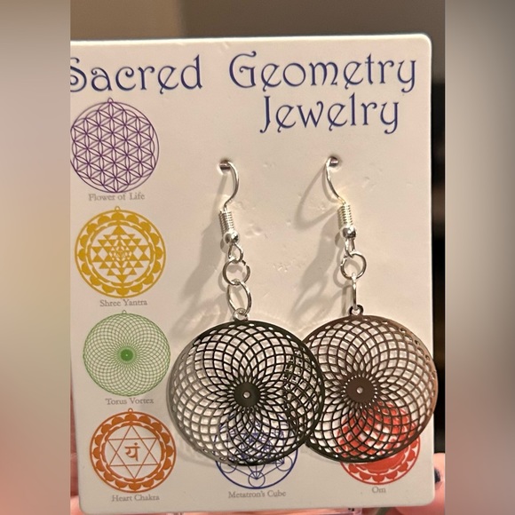 Sacred Geometry earrings- Torus vortex- Stainless steel- hypoallergenic Silver - Picture 1 of 5